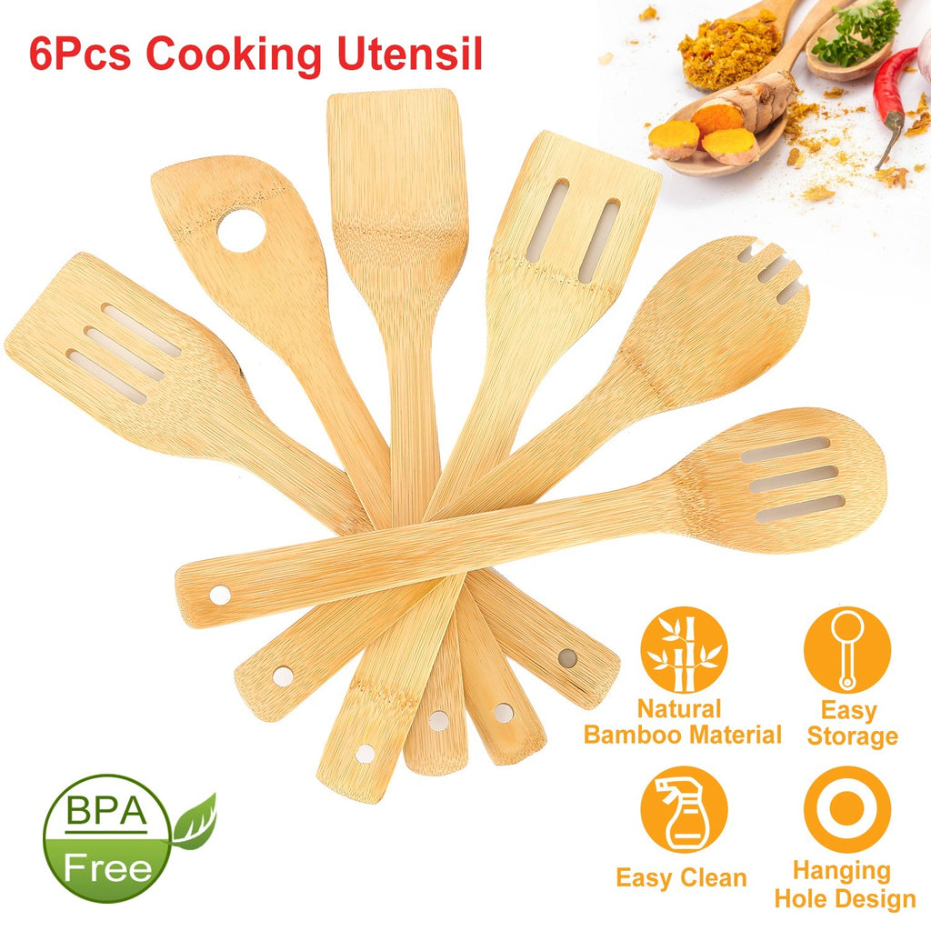 Set Of 6Pcs Cooking Bamboo Wooden 10